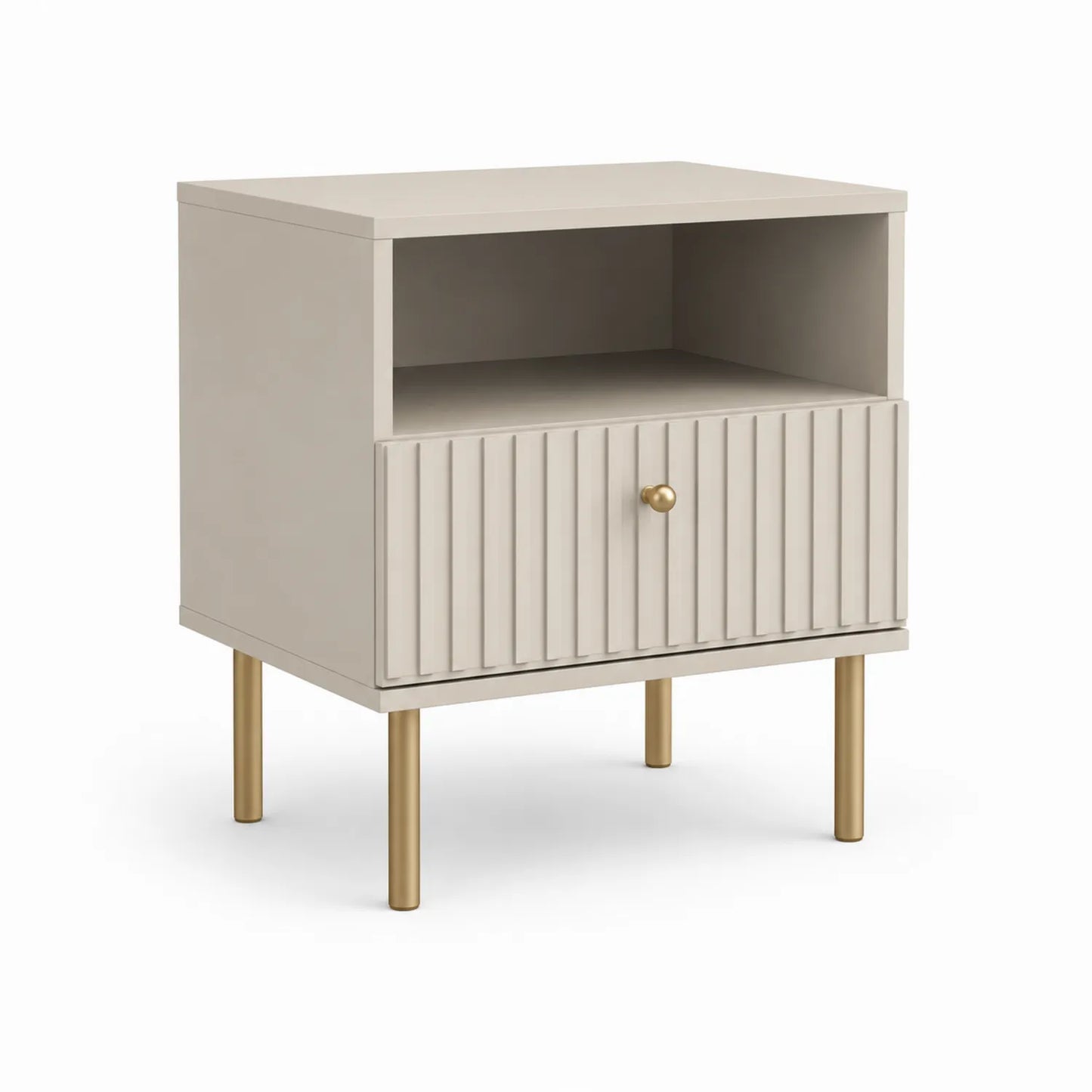 Beistelltisch mit Schublade MDF Stahl 45x55x35cm Beige
