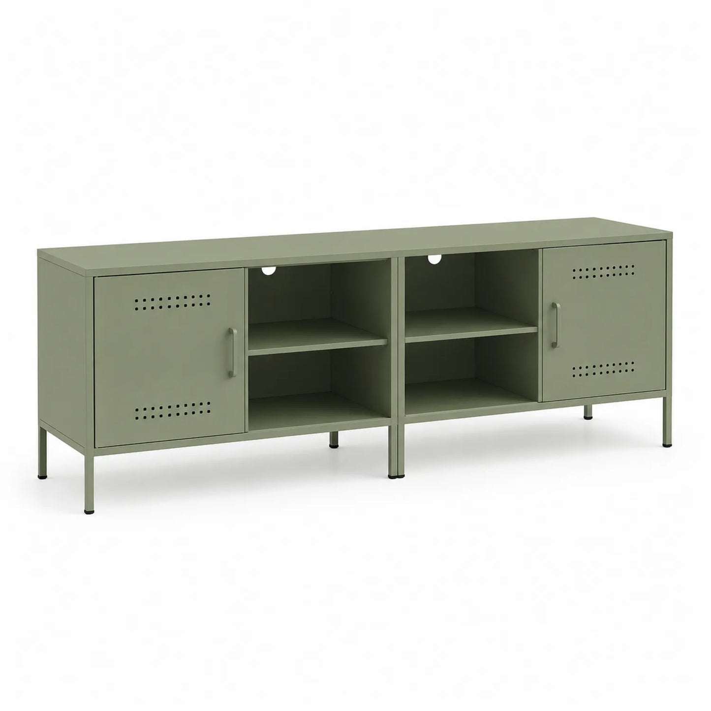 Metall TV-Schrank mit 2 Türen und 4 Ablagen aus Stahl grün 120x35x50cm