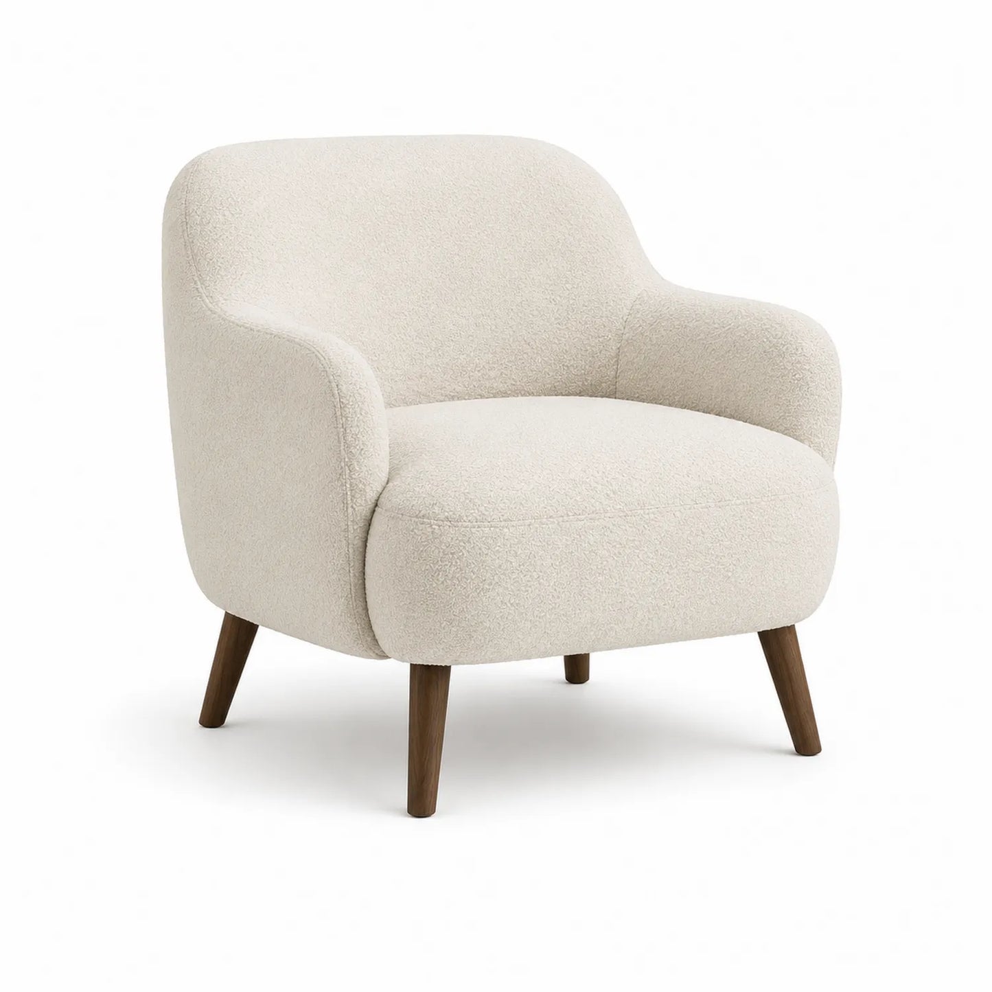 Polstersessel Bouclé Beige mit Holzfüßen