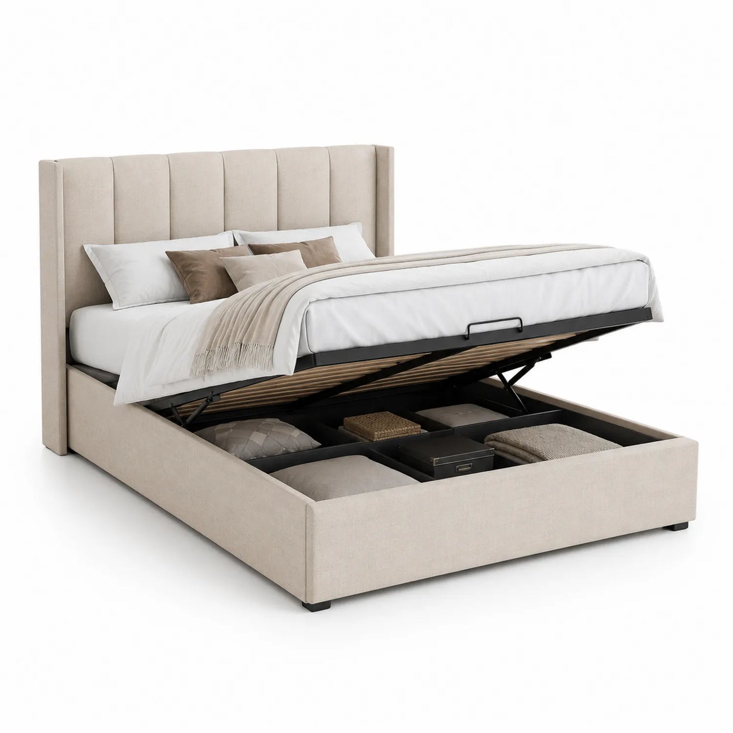 Polsterbett mit Stauraum Beige 200x160 cm