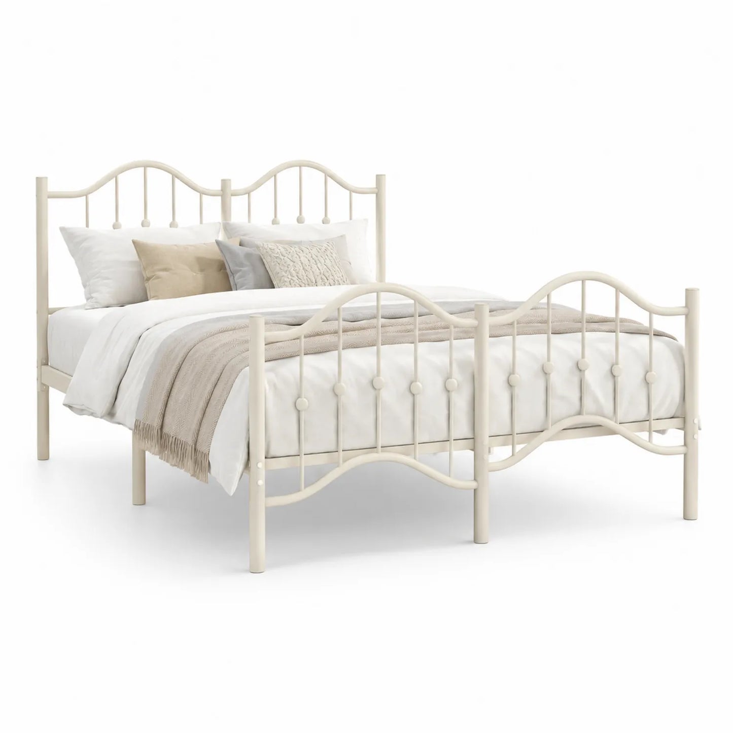Metallbett Creme 160x200 cm mit Kissen