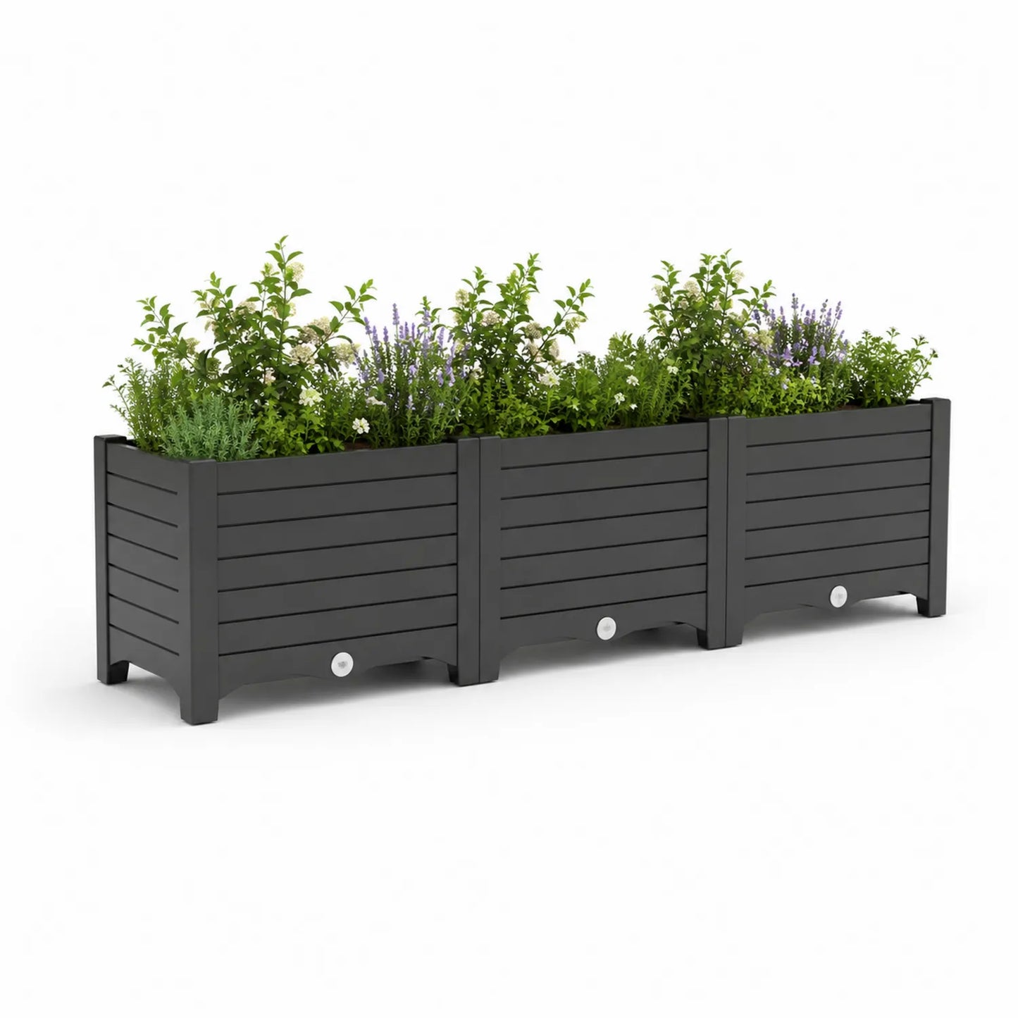 Garten Pflanzkübel-Set rechteckig Kunststoff Anthrazit 3-teilig