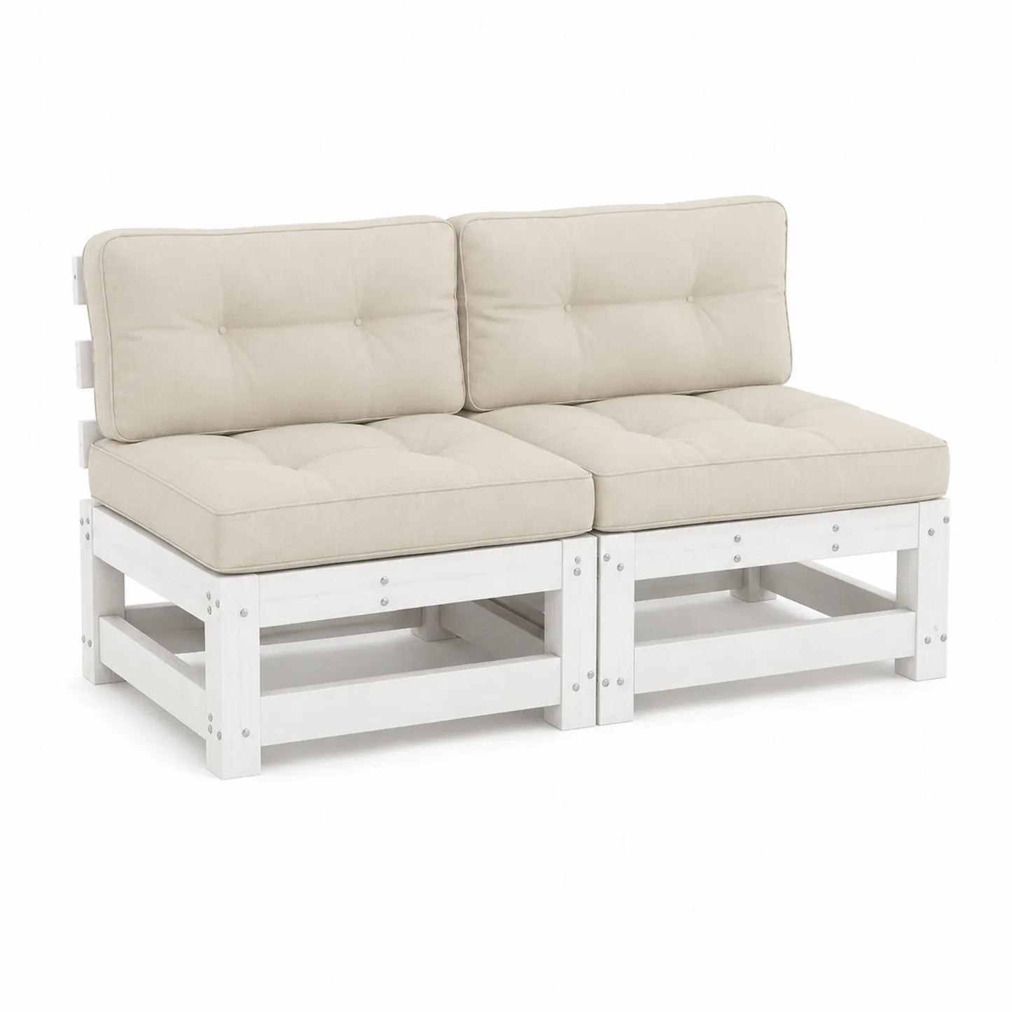 Gartensofa 2-Sitzer Kiefernholz Creme
