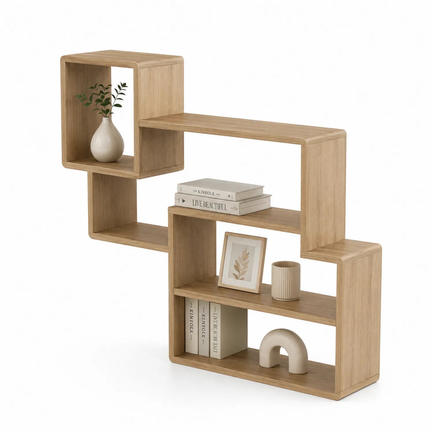 Holzregal Eichenfurnier Z Form 114cm x 76cm x 26cm