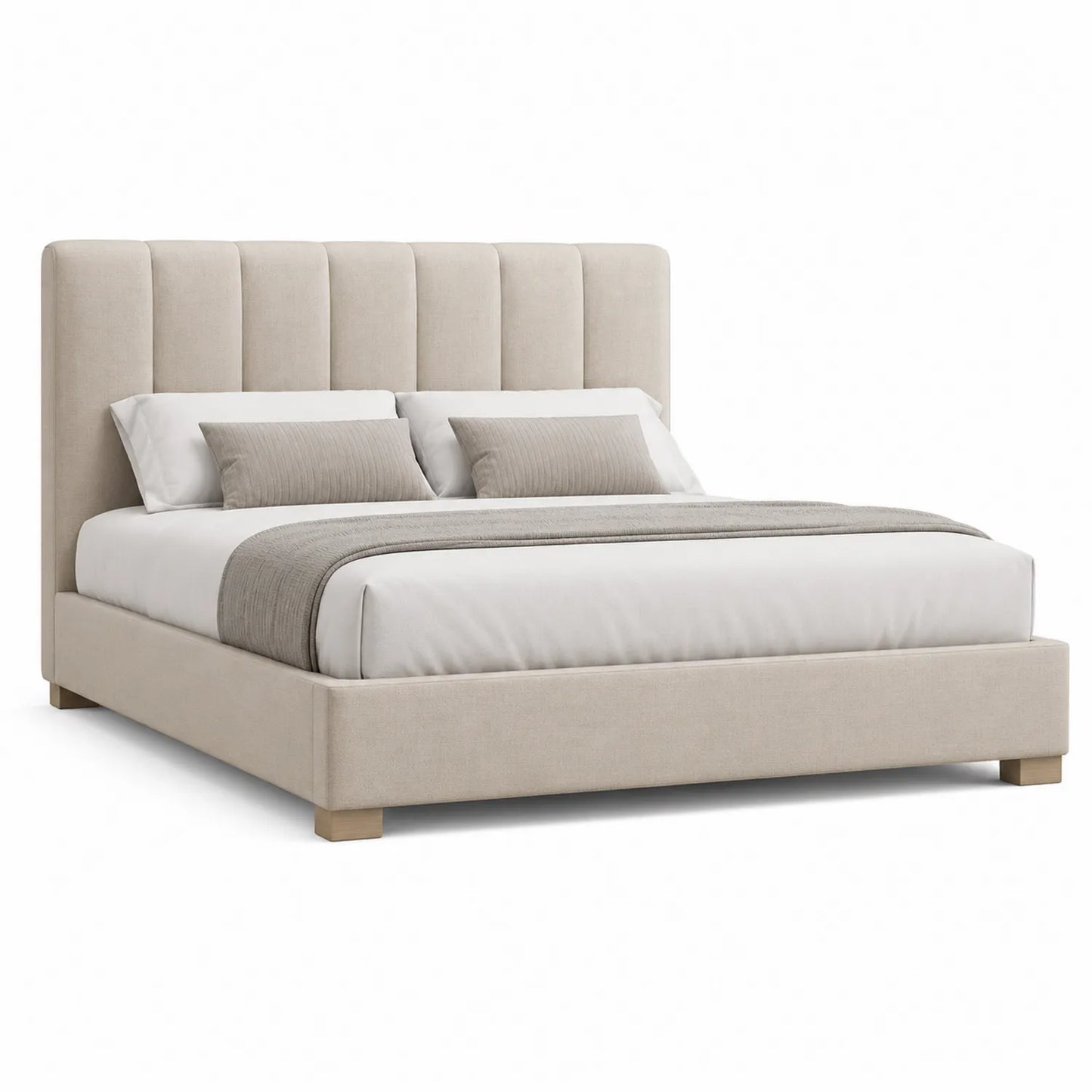 Stoff Doppelbett Beige 200x160 cm