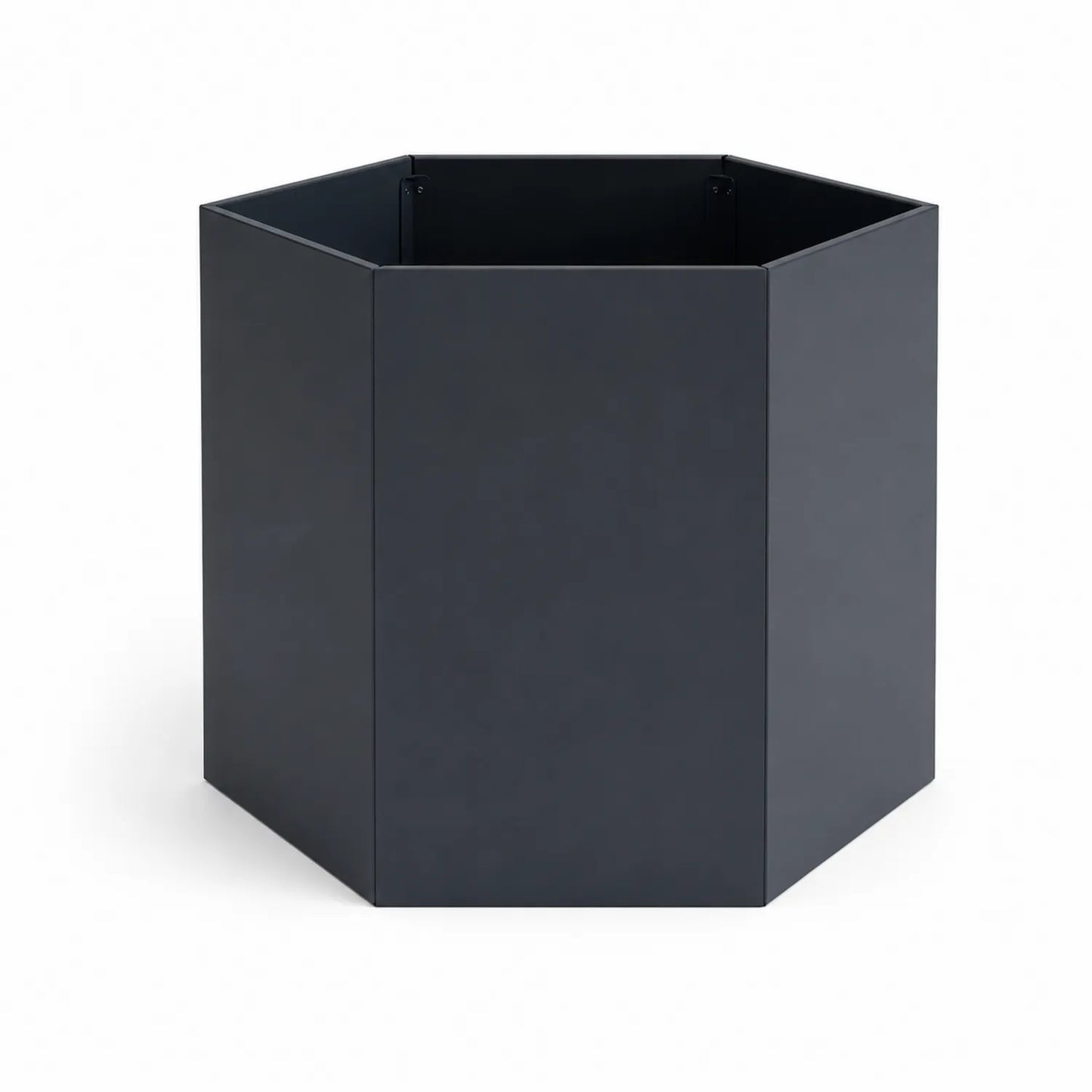 Sechseckiger Metall-Pflanzkübel aus Stahl Dunkelgrau 40x40x45 cm
