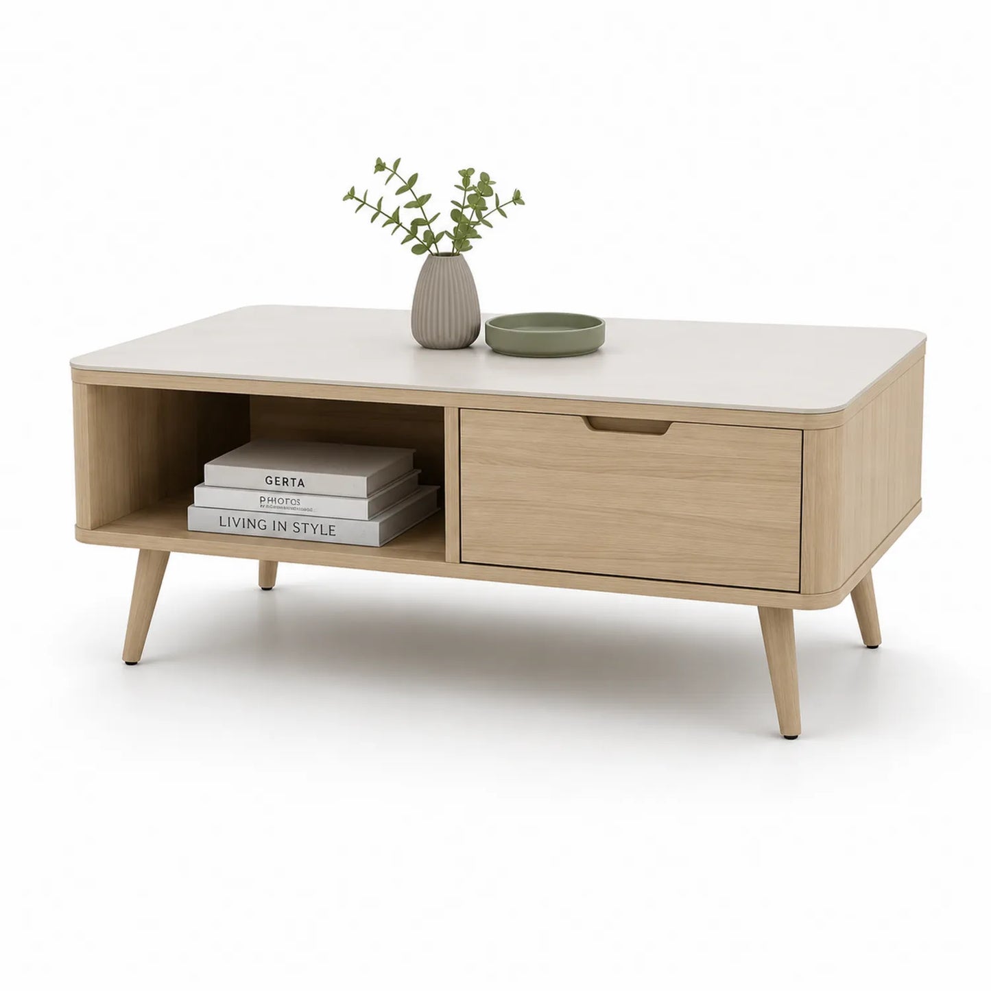 Couchtisch 110x60x40 cm Eichenfurnier Weiß