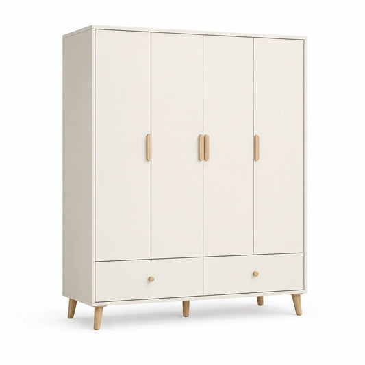 4-türiger Kleiderschrank aus Holz mit 2 Schubladen, 180x58x200 cm