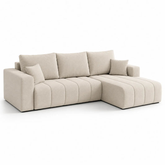 Ecksofa mit Ottomane Leinen Beige