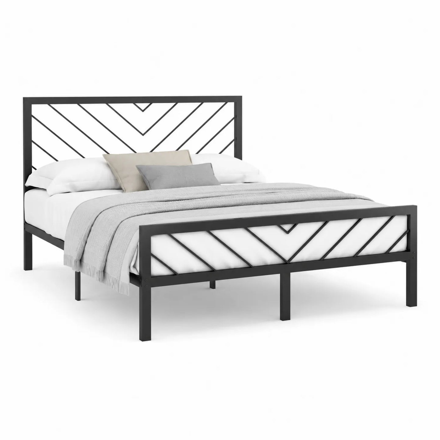 Metallbett 140x200 cm Schwarz mit Stahlrahmen