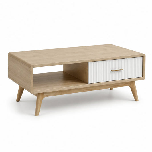 Holz Couchtisch mit Schublade 110x60x40 cm Eiche/Weiß