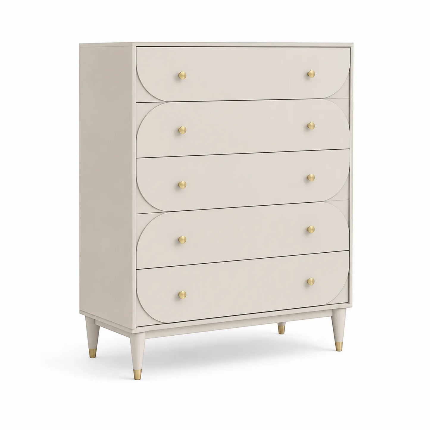 Kommode mit 5 Schubladen aus Holz in Beige