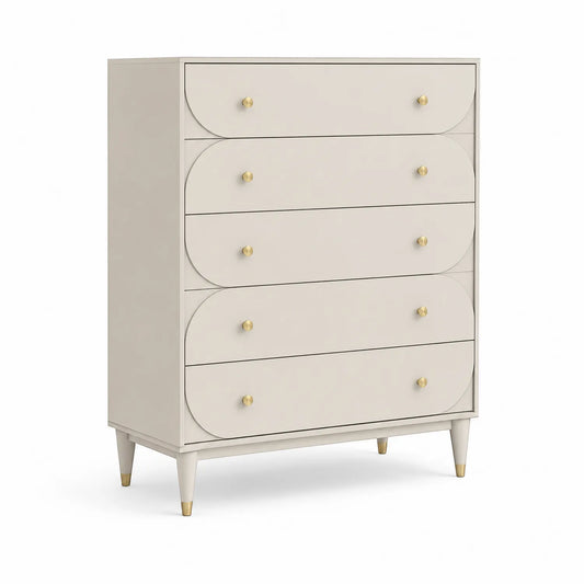Kommode mit 5 Schubladen aus Holz in Beige