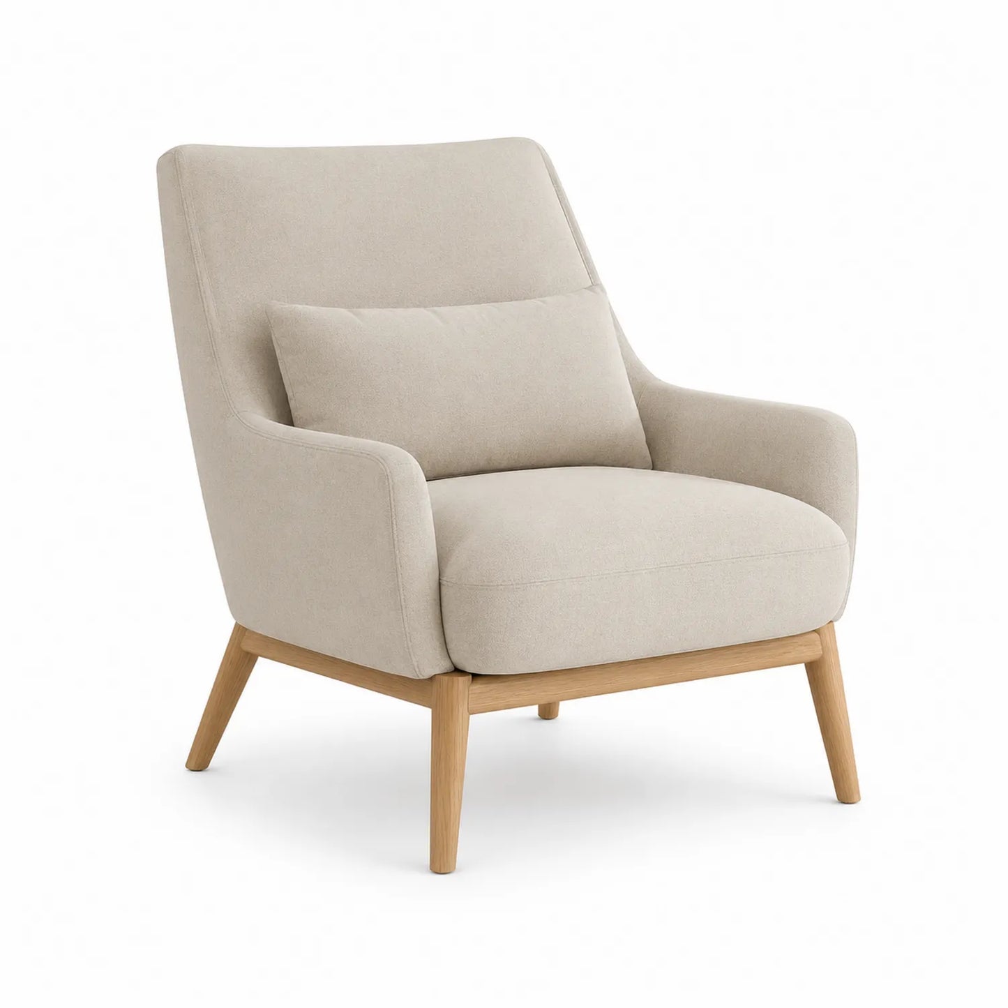 Stoffsessel mit Eichegestell, Beige