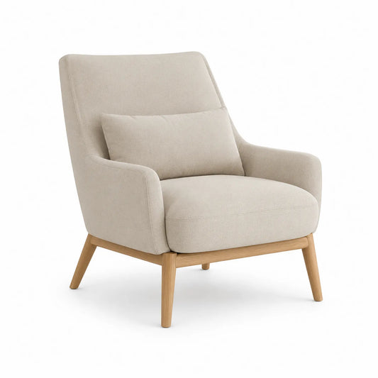 Stoffsessel mit Eichegestell, Beige