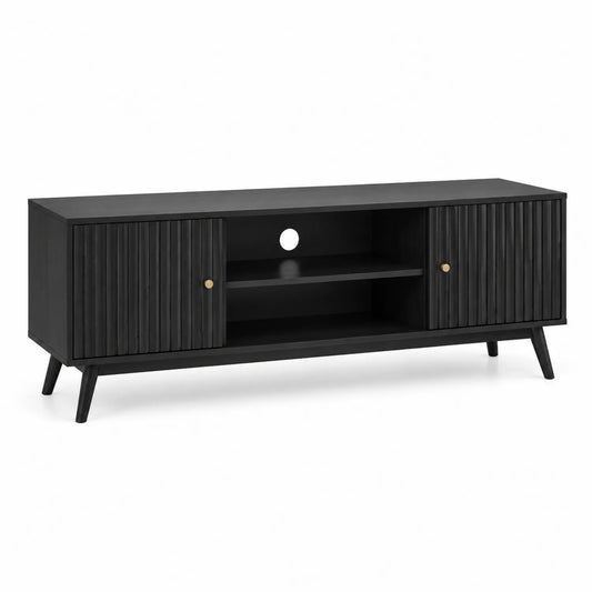 TV-Schrank aus MDF und Kiefernholz, Schwarz, 150 cm