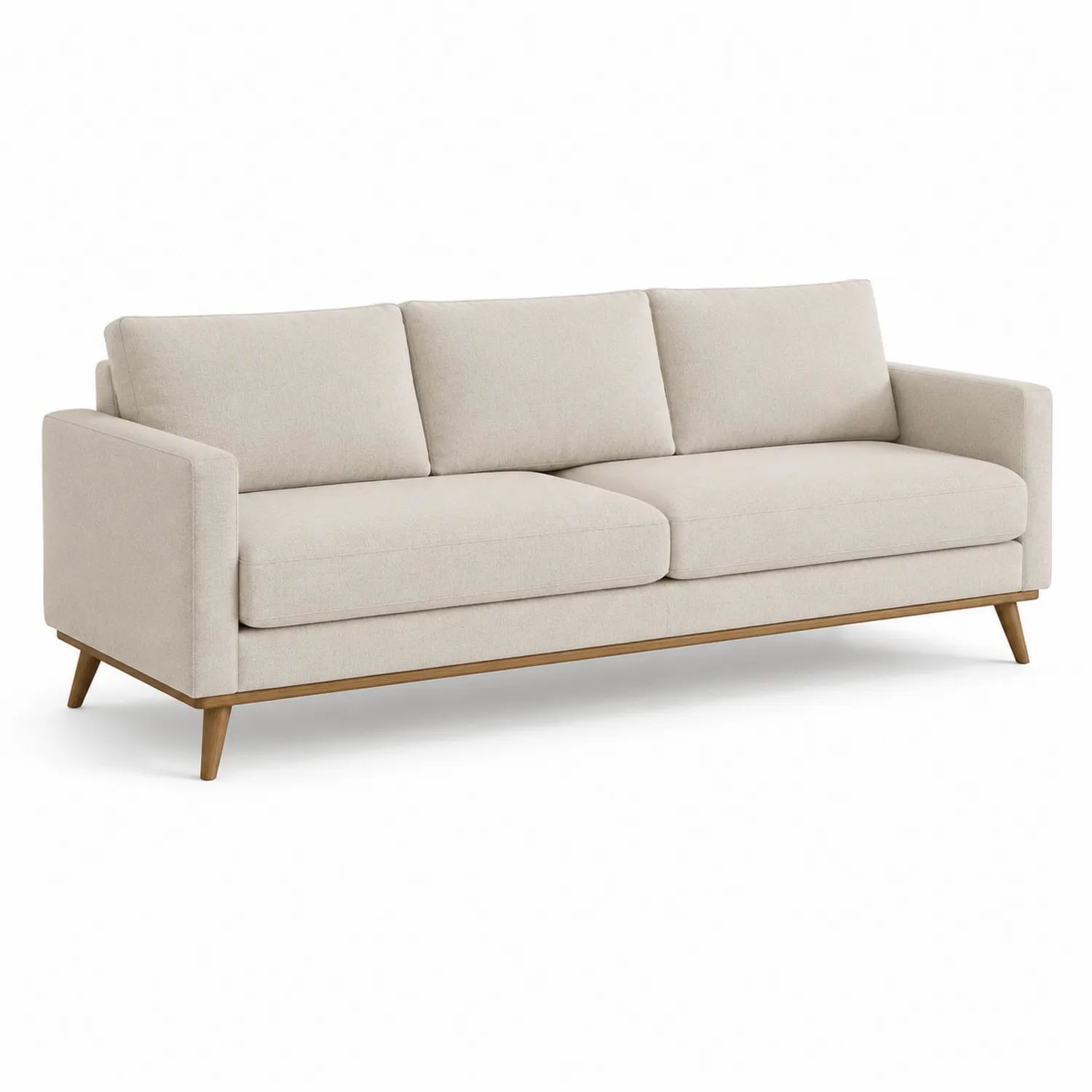 3-Sitzer Sofa Holz Beige Stoff 200cm