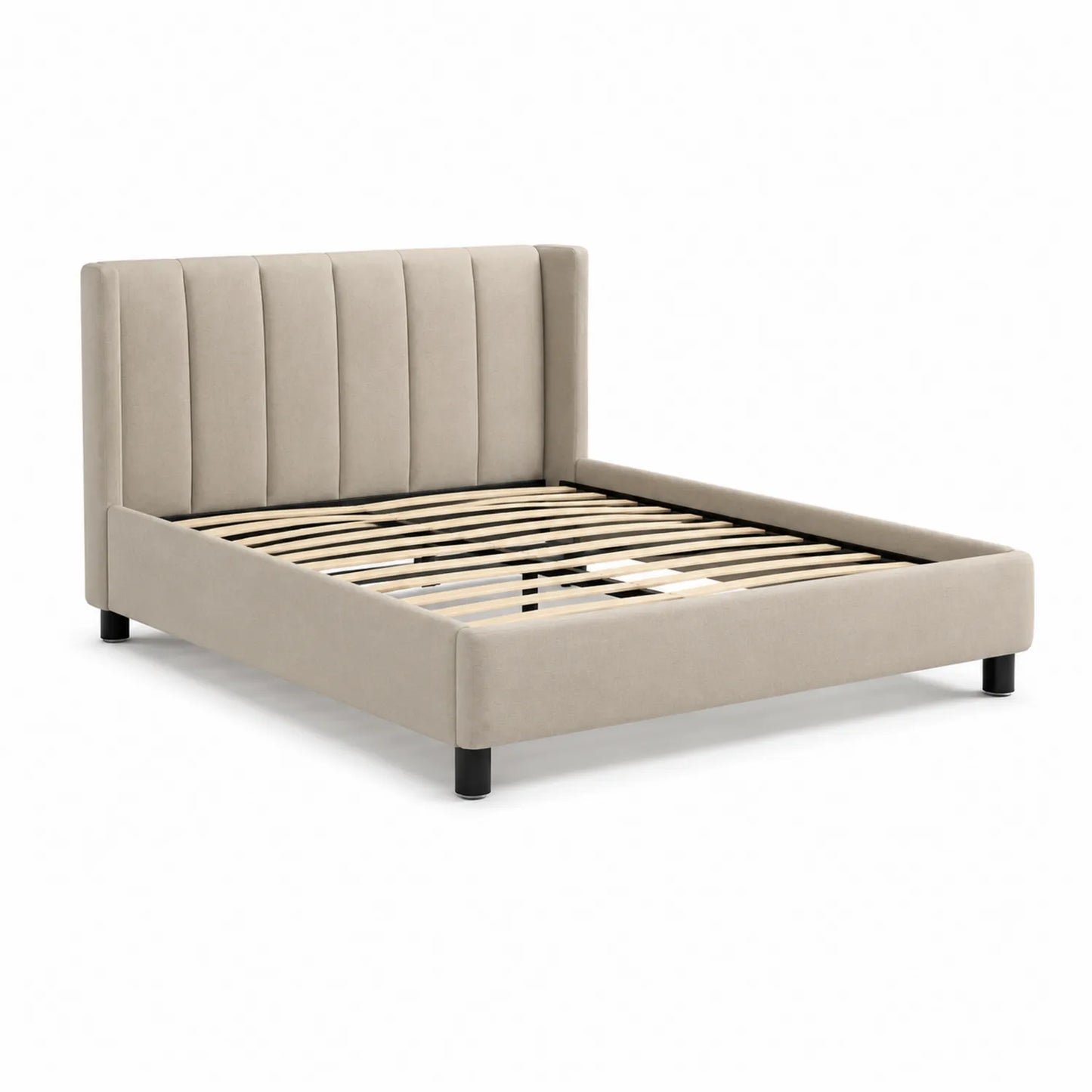 Polsterbett 160x200 cm Beige mit Massivholzrahmen