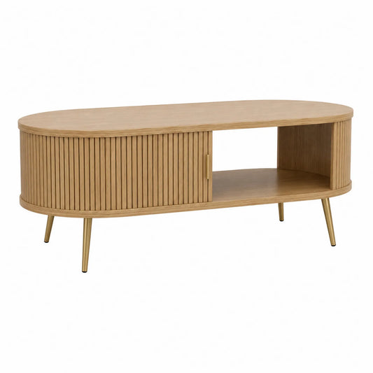 Ovaler Couchtisch Holzoptik mit Metallbeinen 120cm x 60cm x 45cm