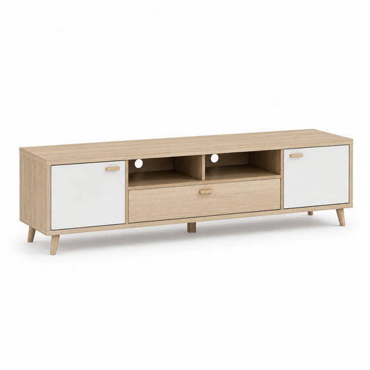 TV-Schrank Holz Weiß 180 cm mit Türen und Schublade