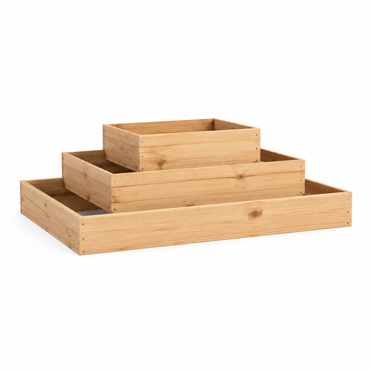 3-teiliges Hochbeet-Set aus Kiefernholz, Natur