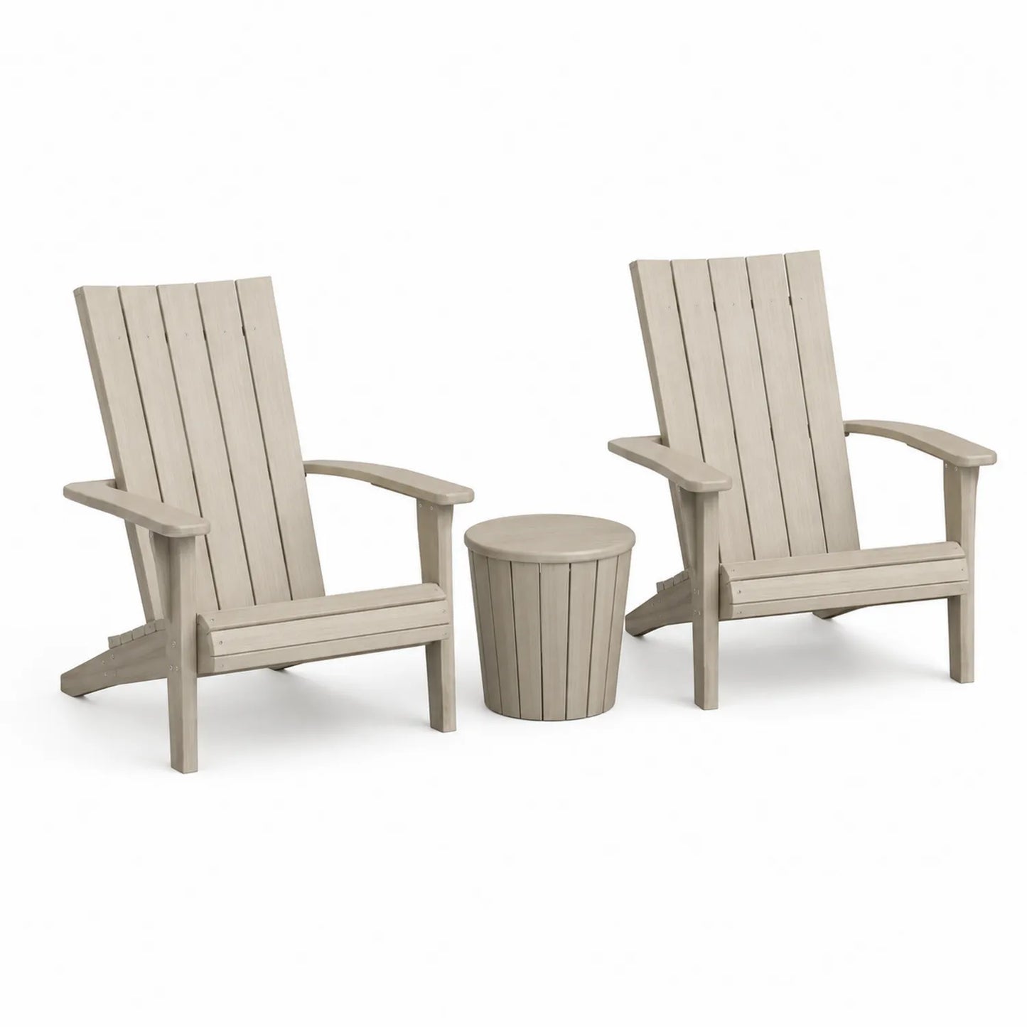 Outdoor-Set 2 Adirondack Stühle mit Beistelltisch Holz Beige