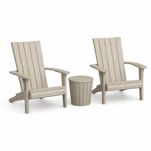 Outdoor-Set 2 Adirondack Stühle mit Beistelltisch Holz Beige