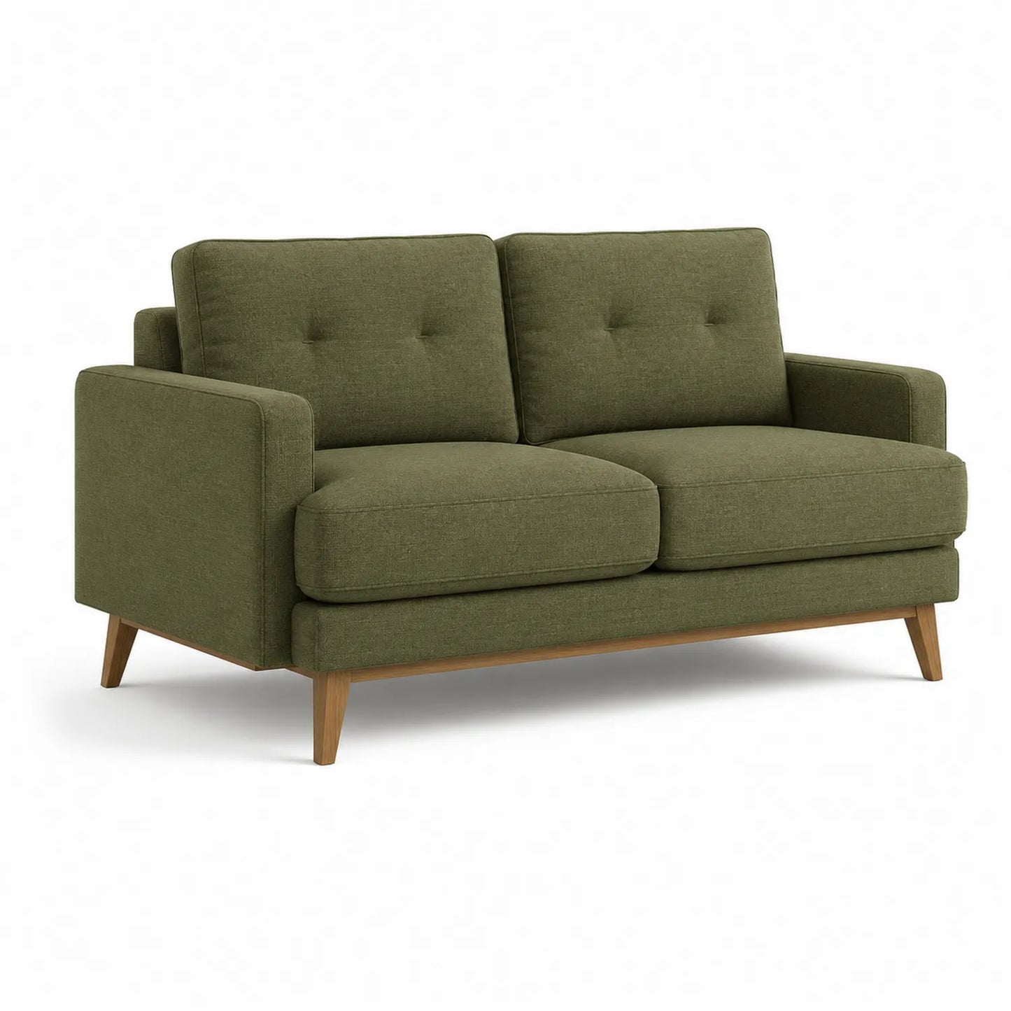 2-Sitzer-Sofa aus Polyester-Stoff mit Eichenholz