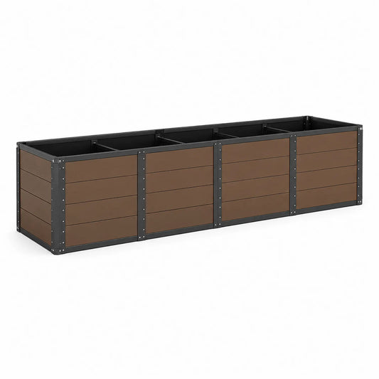 Hochbeet Pflanzgefäß WPC Stahlrahmen 400x100x50cm Braun