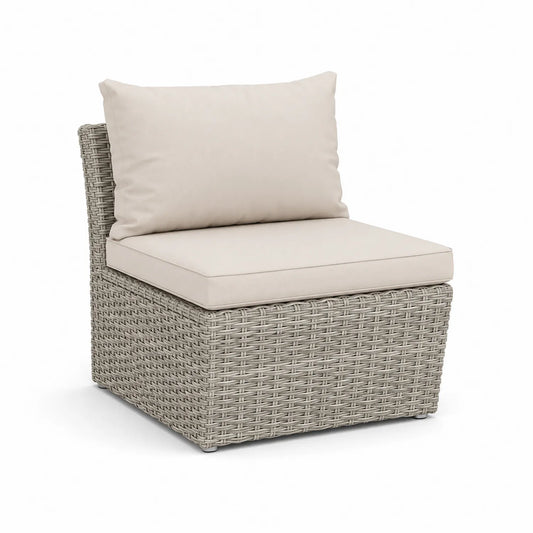 Gartensofa Mittelmodul Rattan Beige Kissen Aluminiumrahmen