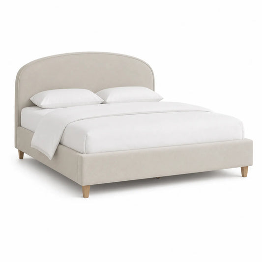 Polsterbett Doppelbett Mikrofaser Beige Massivholzfüße 200x180 cm