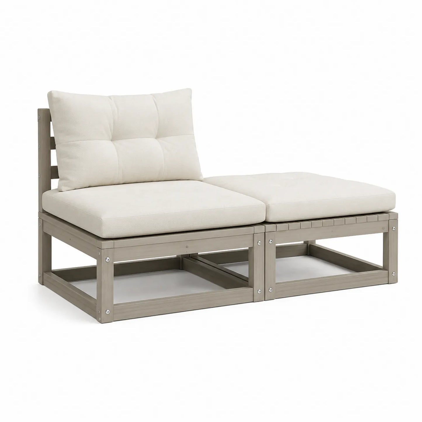 Holz Outdoor-Sofaset mit beigen Kissen