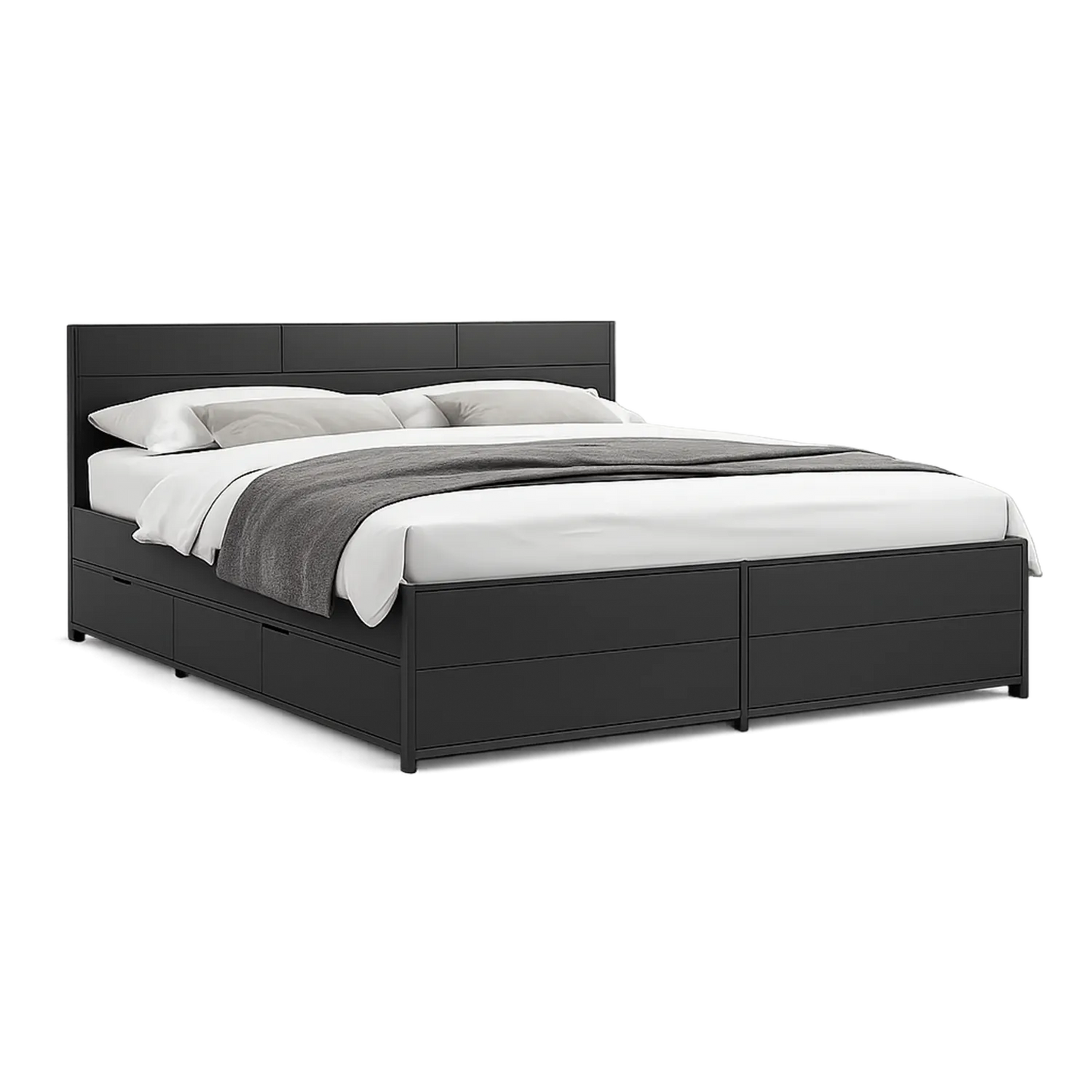 Doppelbett mit Stauraum 200x180 cm Schwarz Massivholz
