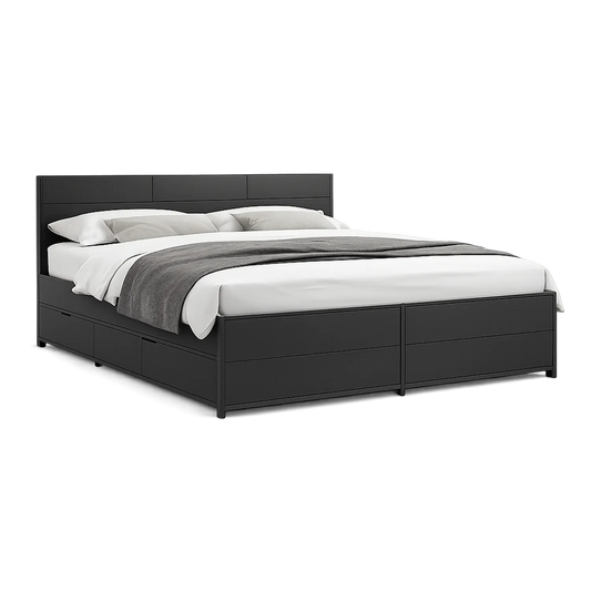 Doppelbett mit Stauraum 200x180 cm Schwarz Massivholz