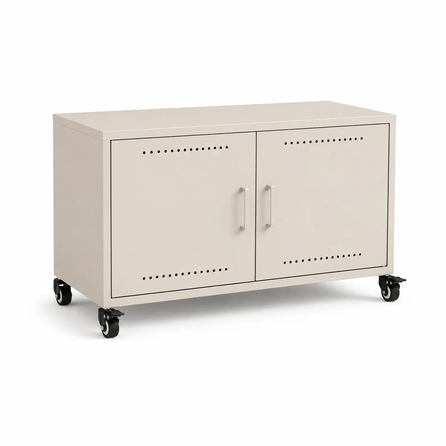 Beiger Metallschrank mit Rollen 90x40x60cm