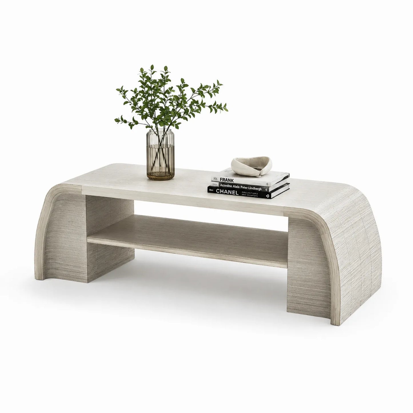 Couchtisch Holzoptik MDF Eichenfurnier Weiß/Eiche 120x40x45cm