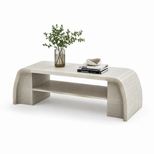 Couchtisch Holzoptik MDF Eichenfurnier Weiß/Eiche 120x40x45cm