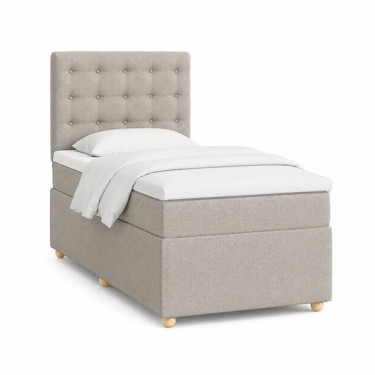 Boxspring Einzelbett 90x200 cm Beige Holz