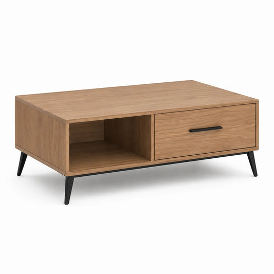 Holz Couchtisch mit Schublade und Metallbeinen