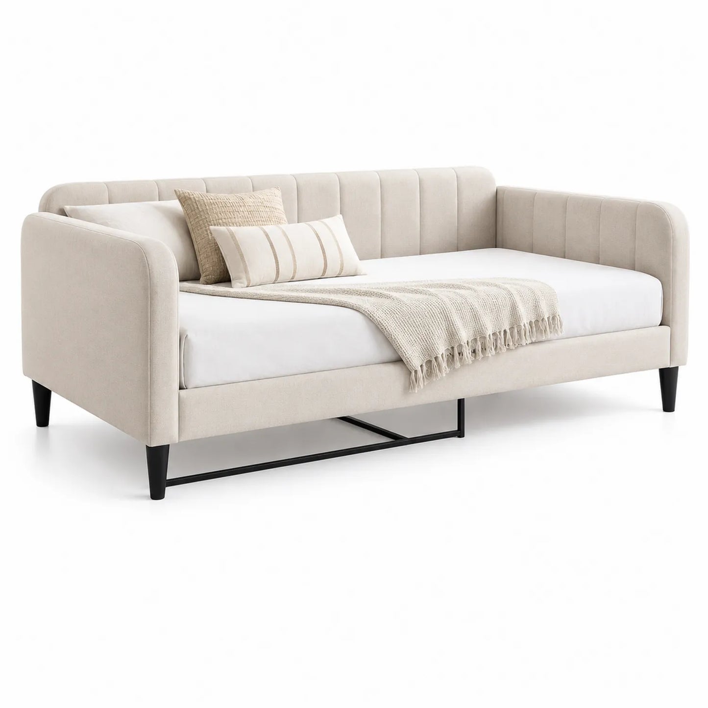 Tagesbett Stoff Polyester Beige 200x90 cm