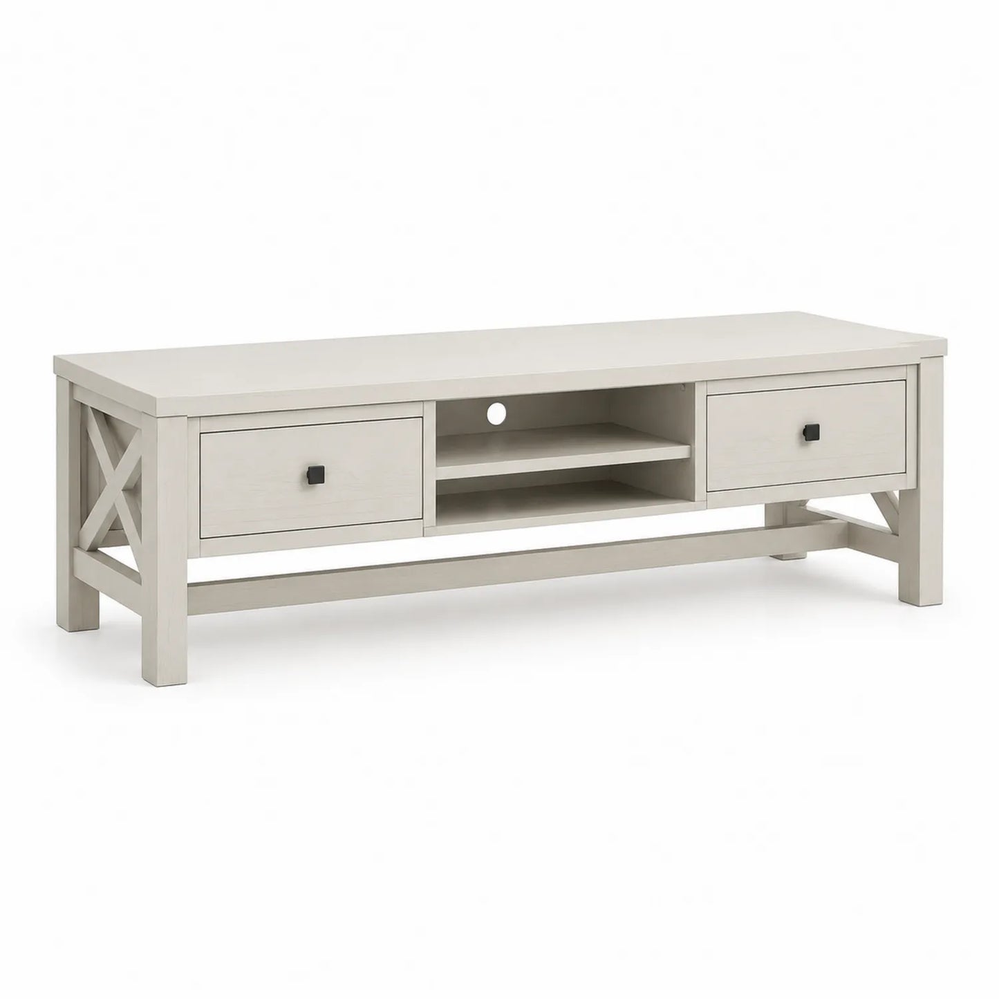 TV-Tisch MDF Weiß mit Schubladen und Regalen 150x45x40cm