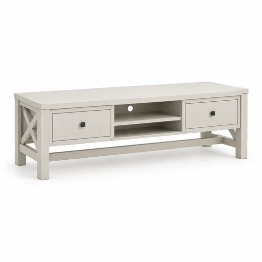 TV-Tisch MDF Weiß mit Schubladen und Regalen 150x45x40cm