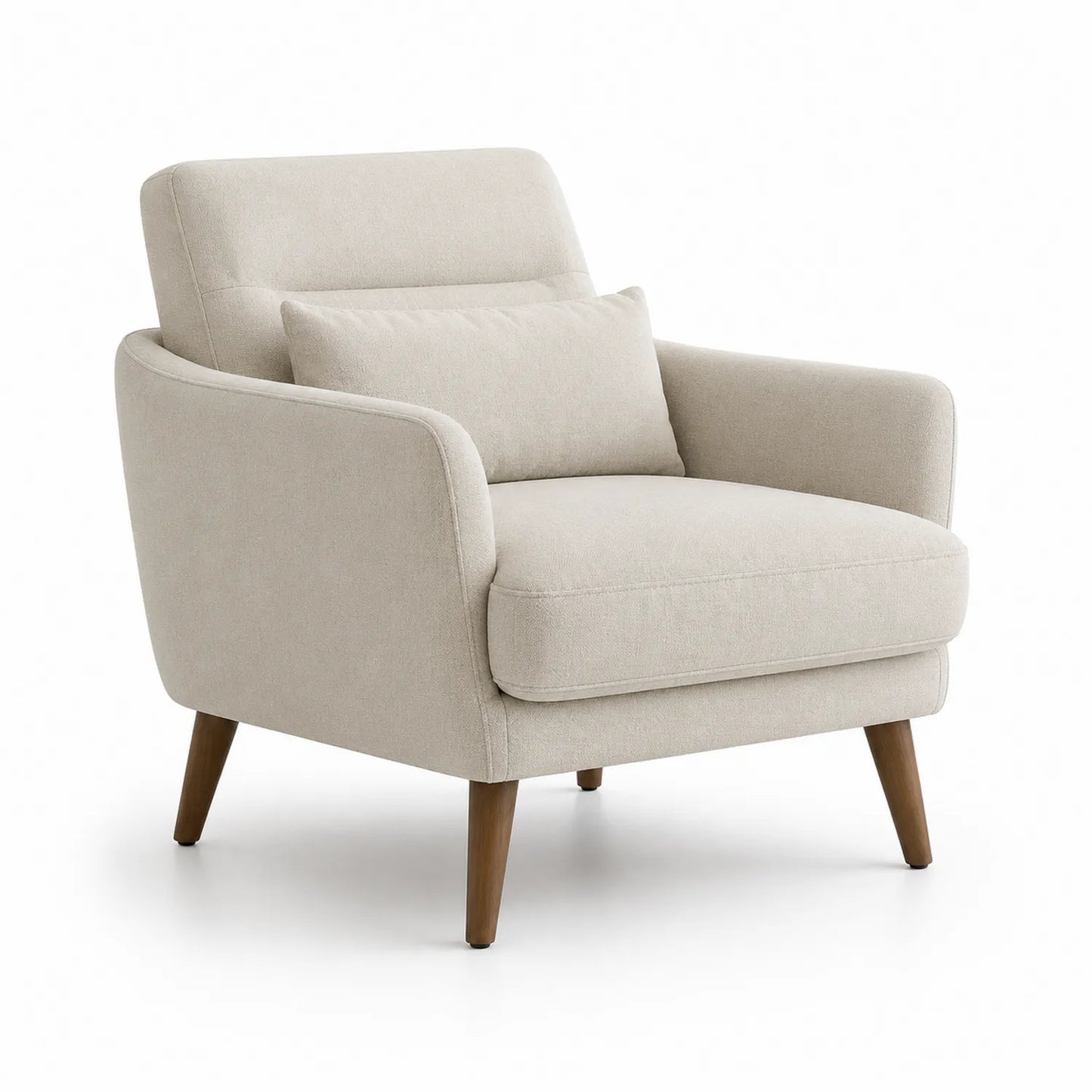 Polstersessel Textilbezug Massivholzbeine Beige