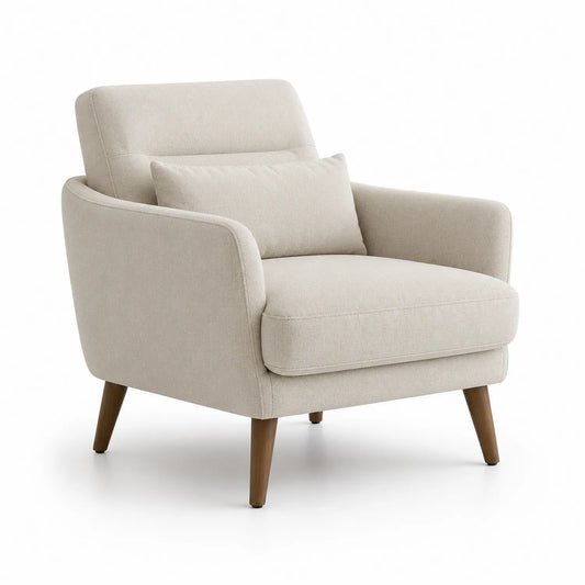 Polstersessel Textilbezug Massivholzbeine Beige