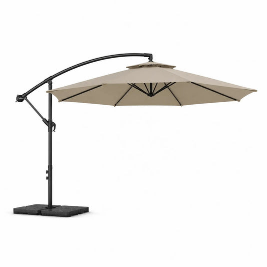 Freischwingender Gartensonnenschirm Rund 300cm Polyester Beige mit Aluminiumgestell