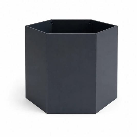 Sechseckiger Metall-Pflanzkübel aus Stahl Dunkelgrau 40x40x45 cm