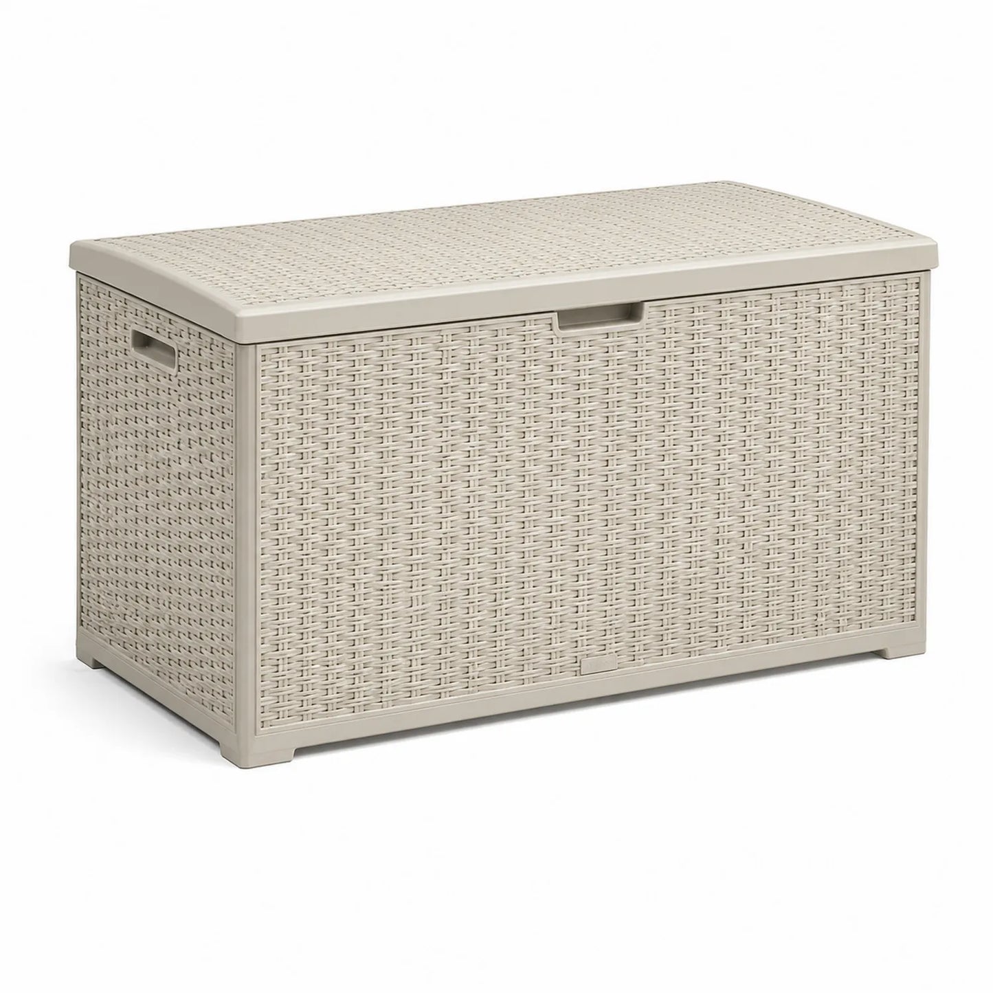 Garten-Aufbewahrungsbox 450L Beige Kunststoff Rattanoptik