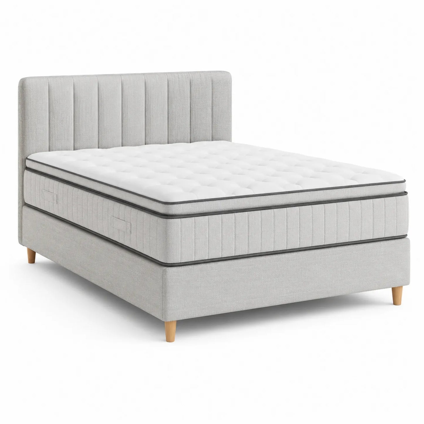Boxspringbett Stoff Hellgrau 180x200 cm