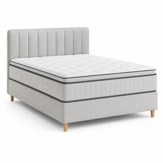 Boxspringbett Stoff Hellgrau 180x200 cm