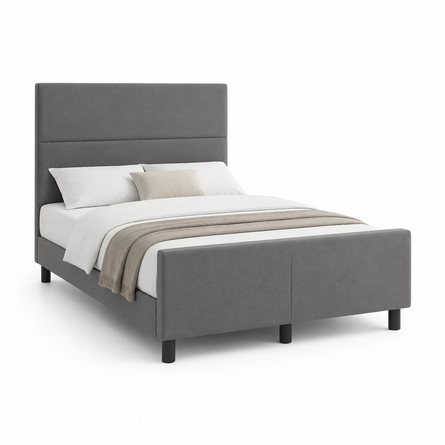 Doppelbett Holzstoff Metall Grau 200x160 cm
